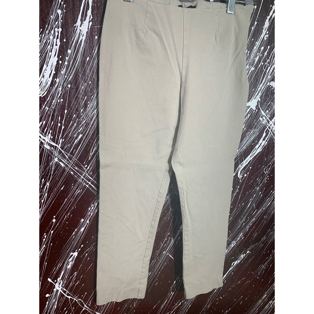 Eric Signature Womens Beige Khaki Ankle Pants Side Zip Sz 6 Stretch Cotton blend